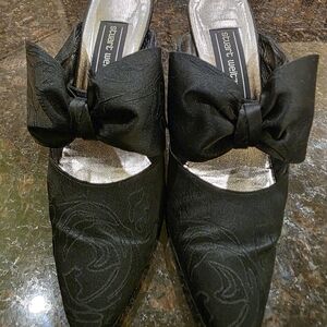 Stuart Weitzman Black Bow Mules